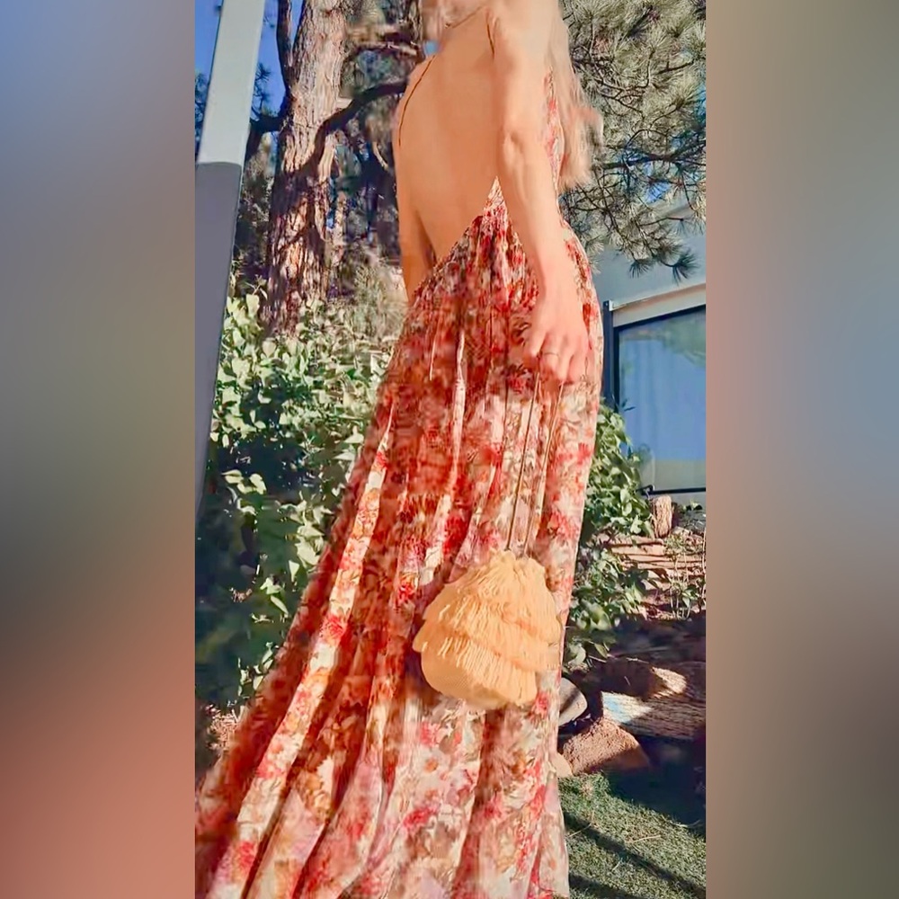 💋SOLD💋🪷🍧DÔEN ‘Felicity’ Silk JARDIN DU PALAIS Smocked Backless Dress XS✨ - Picture 7 of 17